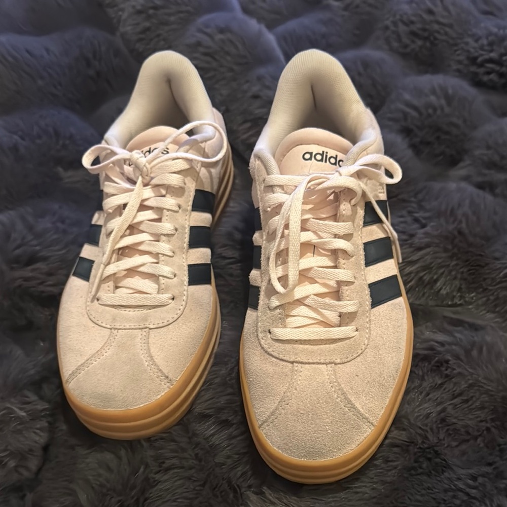 Adidas Cream Sneakers with Black Accents